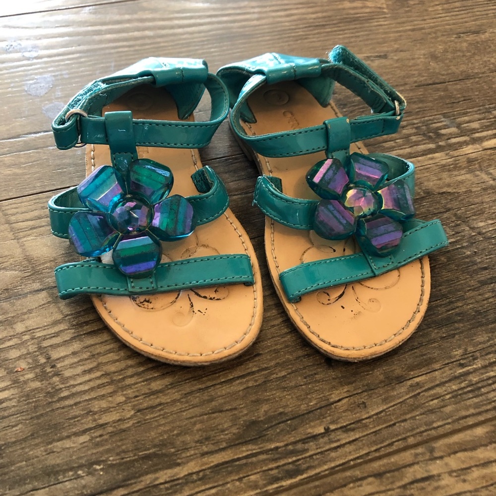 VGUC Sz 9 Cherokee Teal Blue Gem Sandals